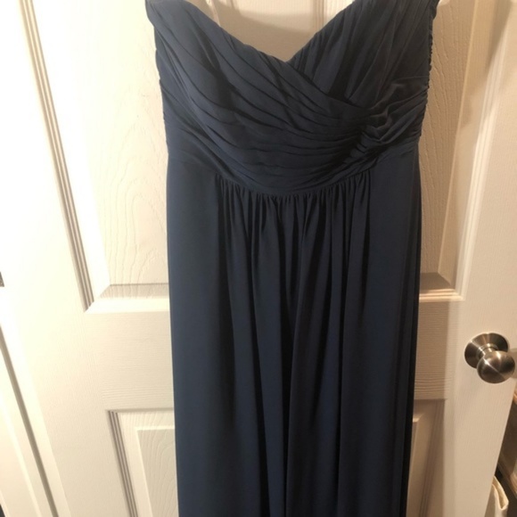 Navy Strapless Bridesmaid Dress - Picture 3 of 4